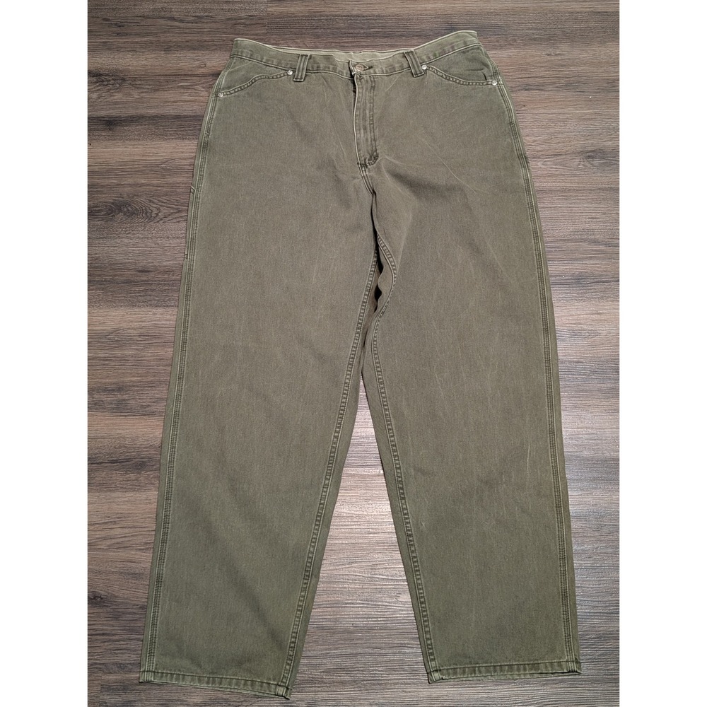 Lee Riveted Carpenter Pants Womens Size 18 Olive Green Relaxed Utility Workwear‎